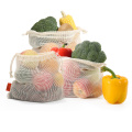 Vegetable Bags Reusable Cotton Mesh Bags Drawstring Bag